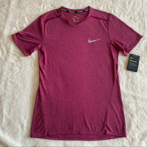 NEW Nike Men’s BREATHE Dri-Fit  Short Sleeve Running Top Sz S Purple  AA4858-665 - Picture 2 of 11